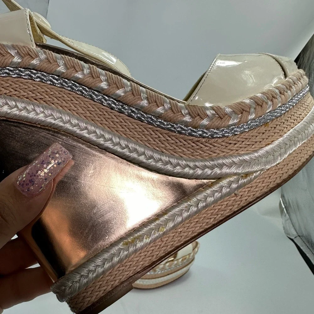 Christian Louboutin Marina Liege 140mm Espadrille Wedge sandals size 11